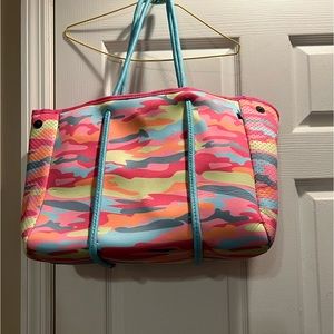 Camo print tote bag or beach bag. Neoprene fabric. New